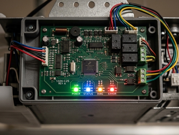 Garage door opener circuit board failure requiring emergency repair