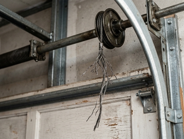 Snapped garage door torsion spring requiring emergency replacement
